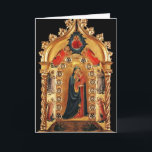CARTÃO DE FESTIVIDADES VIRGEM COM CRIANÇAS, ÂNGULOS DOURADOS ARTE SAGRADO<br><div class="desc">Mestra medieval italiana de Fra Beato Angélico,  Florença - Itália .Rielaborada com uma brilhante pedra 3D.</div>