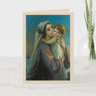 Cartão De Festividades Virgem Maria com Jesus Bebê, Arte Católica
