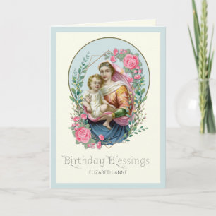 Cartão De Festividades Virgem Maria Jesus Católico Aniversário