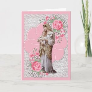 Cartão De Festividades Virgem Maria Jesus Católico Aniversário