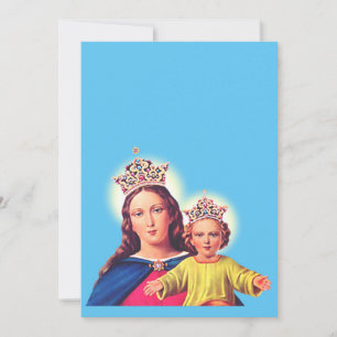 Cartão De Festividades Virgem Maria rainha com Jesus