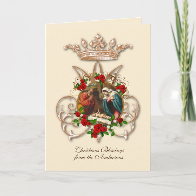 Cartão De Festividades Virgem Maria Religião Nascimento St. Joseph Jesus (Frente)