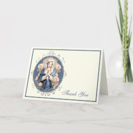 Cartão De Festividades Virgem Maria Religiosa Católica Floral Elegante