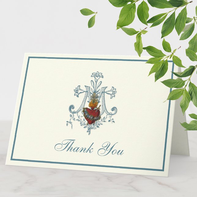 Cartão De Festividades Virgem Maria Religiosa Católica Floral Elegante (Criador carregado)