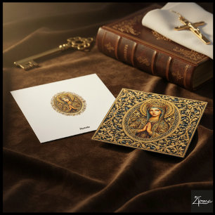 Cartão De Festividades Virgem Maria Reverência Dourada