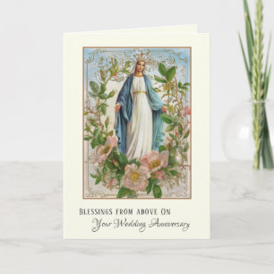 Cartão De Festividades Virgem Maria Rosas Casamento Católico Religioso