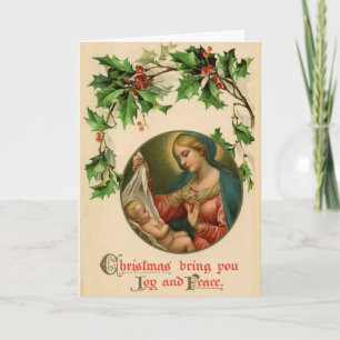 Cartão De Festividades Virgem Mary Bebê Jesus Holly Ivy Religião
