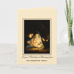 Cartão De Festividades Virgem Religiosa Maria Jesus em Angels Manger