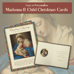Cartão De Festividades Virgem Religiosa Maria Jesus Vintage<br><div class="desc">Apresentando uma bela imagem tradicional religiosa da Virgem Maria e Jesus,  de Giovanni Battista Salvi da Sassoferrato. Abaixo está um Verso da Escritura. Todo texto e fontes podem ser modificados.</div>