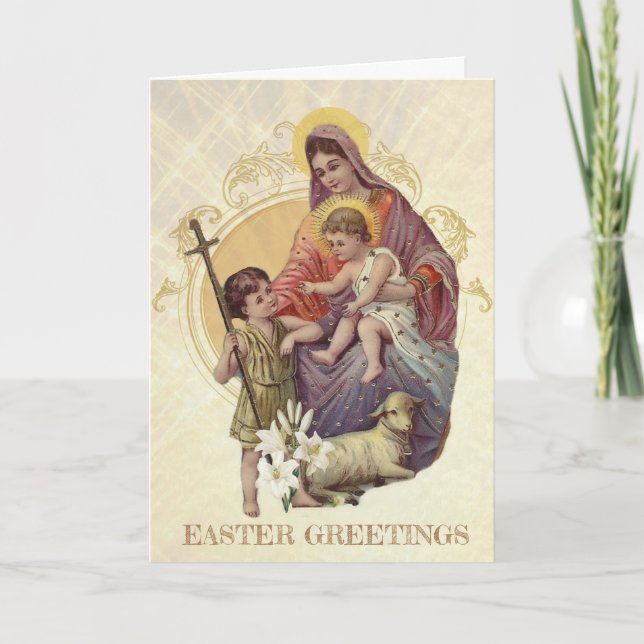 Cartão De Festividades Virgem Religiosa páscoa Mary Jesus João Batista (Frente)