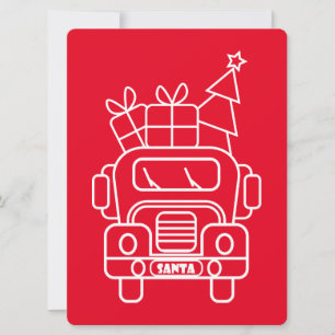 Cartão De Festividades Visão geral da frente do carro de Papais noeis de 