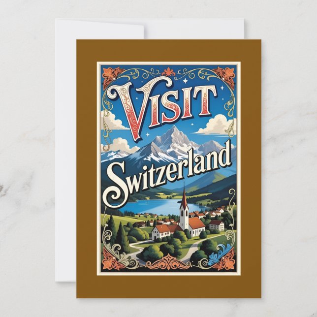 Cartão De Festividades Visit Switzerland travel poster, (Frente)