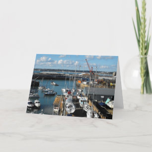 Cartão De Festividades Vista do porto de St Helier em Jersey