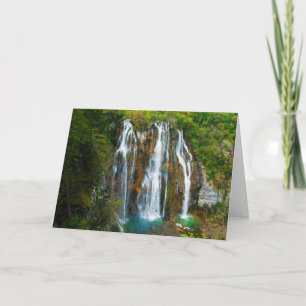 Cartão De Festividades Vista elevada da cascata, Croácia
