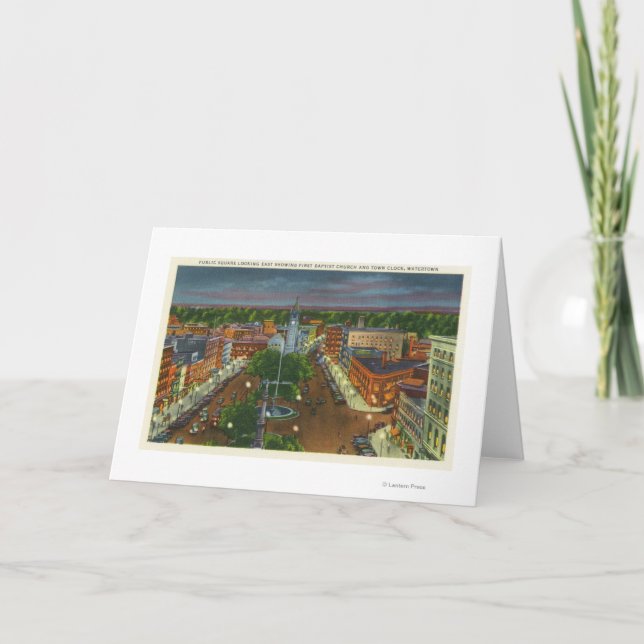 Cartão De Festividades Vista Oriental da Praça Pública, Relógio Municipal (Frente)