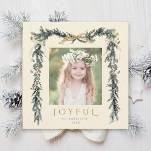 Cartão De Festividades Vitória de Foto de Fronteira de Natal em Watercolo