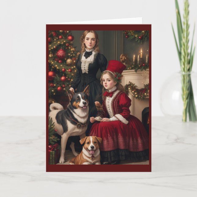 Cartão De Festividades Vitoriano Vintage Retro Natal (Frente)