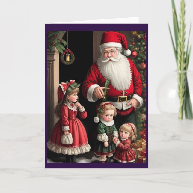 Cartão De Festividades Vitoriano Vintage Retro Natal (Frente)