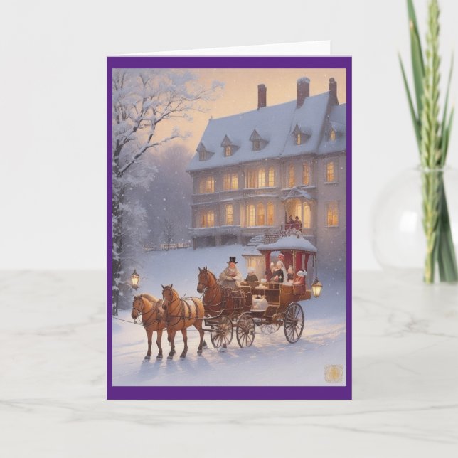 Cartão De Festividades Vitoriano Vintage Retro Natal (Frente)