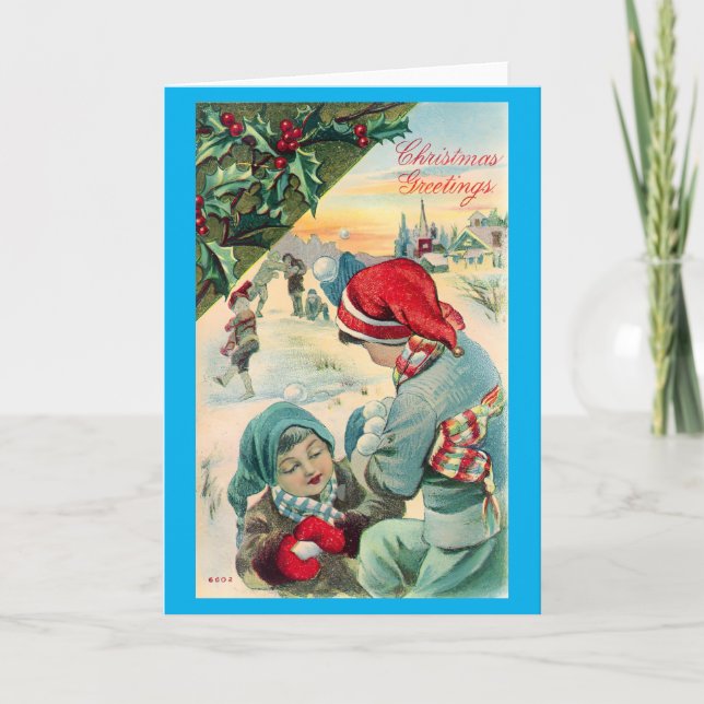 Cartão De Festividades Vitoriano Vintage Retro Natal (Frente)