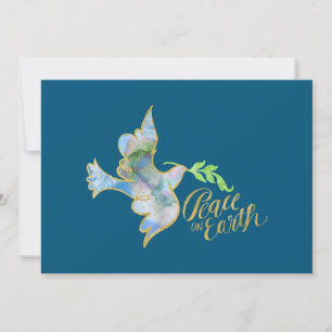 Cartão De Festividades Viva Dourada Paz na Terra