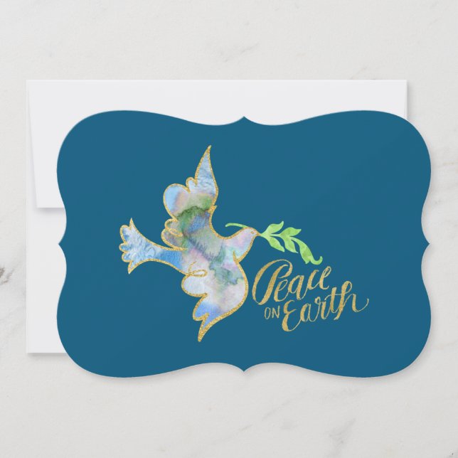 Cartão De Festividades Viva Dourada Paz na Terra (Frente)