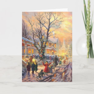 Cartão De Festividades Vizinhança de natais vintages