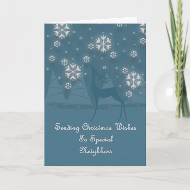 Cartão De Festividades Vizinhos Reindeer Natal (Frente)
