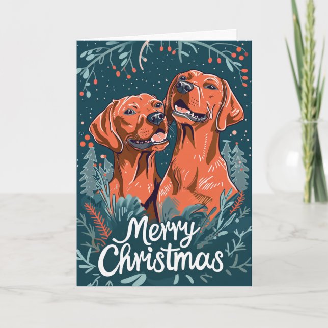 Cartão De Festividades Vizsla Merry Christmas Personalizado (Frente)