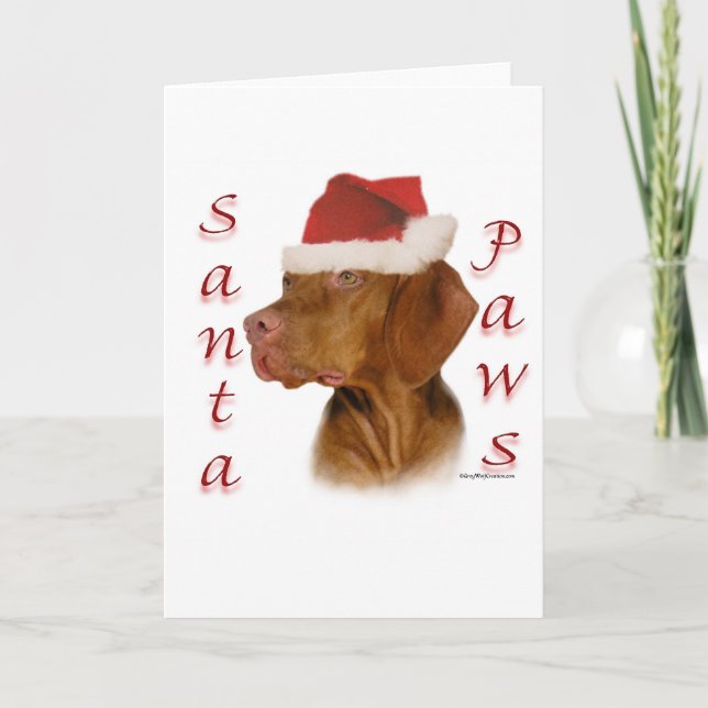 Cartão De Festividades Vizsla Santa Paws (Frente)