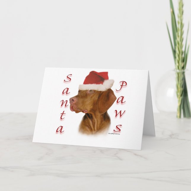 Cartão De Festividades Vizsla Santa Paws (Frente)
