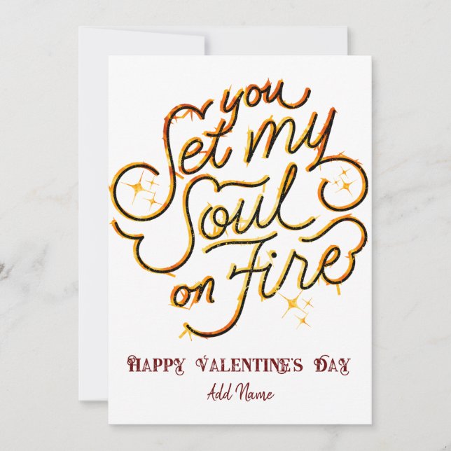 Cartão De Festividades Você Acendeu Fogo na Minha Alma Aniversário Dia do (Frente)