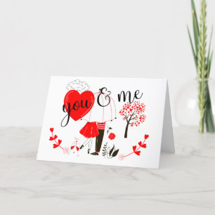Cartão De Festividades Você e eu/Casal compartilhando Namorados Guarda-ch