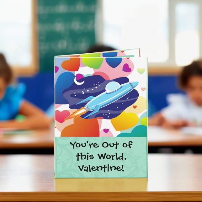 Cartão De Festividades Você está fora deste Namorados Mundial (outer space kids custom valentine card)