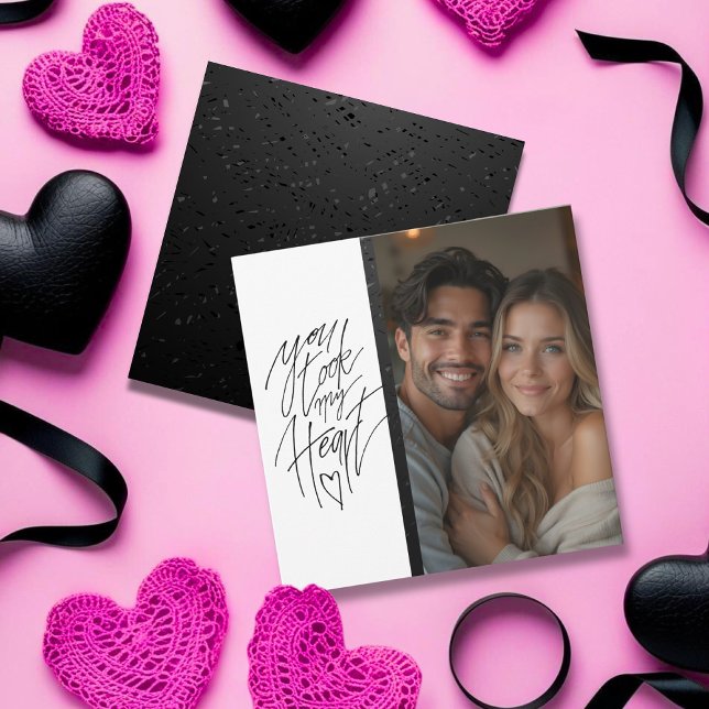 Cartão De Festividades Você pegou o meu Namorados Negro Limpo (You took my Heart Clean Black Valentine’s Holiday Card)