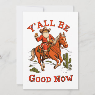 Cartão De Festividades Vocês Ficam Bem Agora Papai Noel Cowboy Natal Xmas