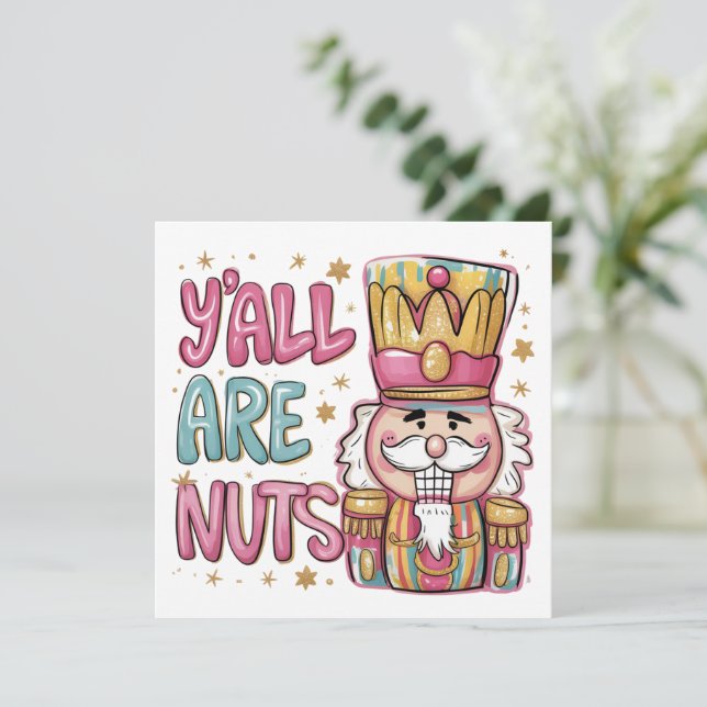 Cartão De Festividades Vocês são Loucos Coquette Nutcracker Xmas Preppy (Em pé/Frente)