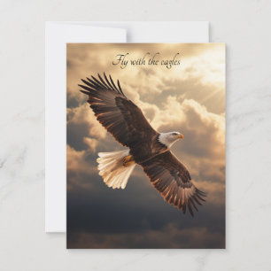 Cartão De Festividades Voe personalizado com o nascer do sol das águias
