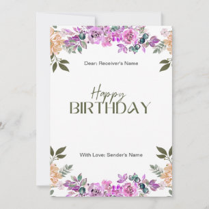 Cartão De Festividades Voilet Wildflower Delicate Floral Birthday Card