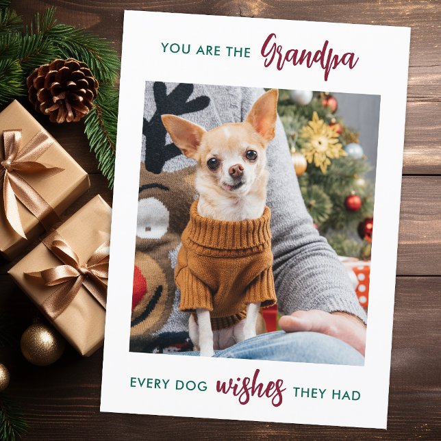 Cartão De Festividades Vovô Cachorro Feliz Foto de Natal Personalizada (Criador carregado)