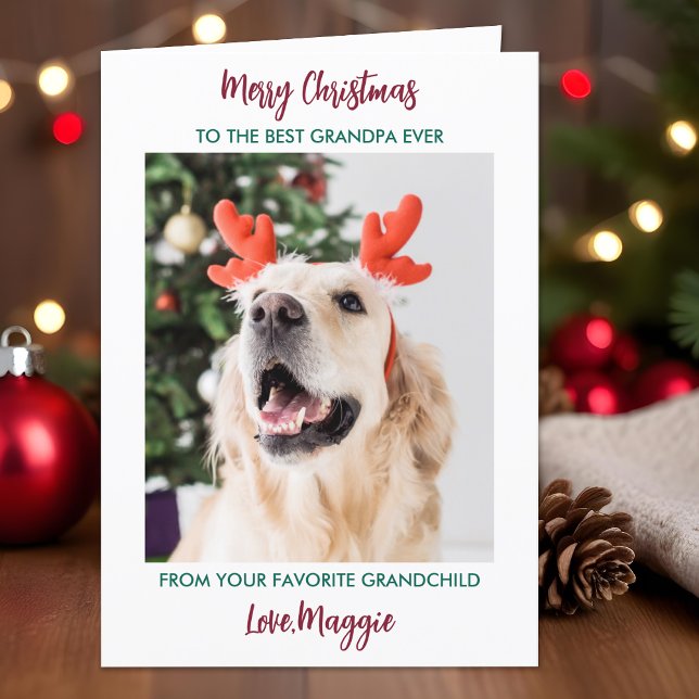 Cartão De Festividades Vovô Cão Personalizado Foto Pet Feliz Natal (Criador carregado)