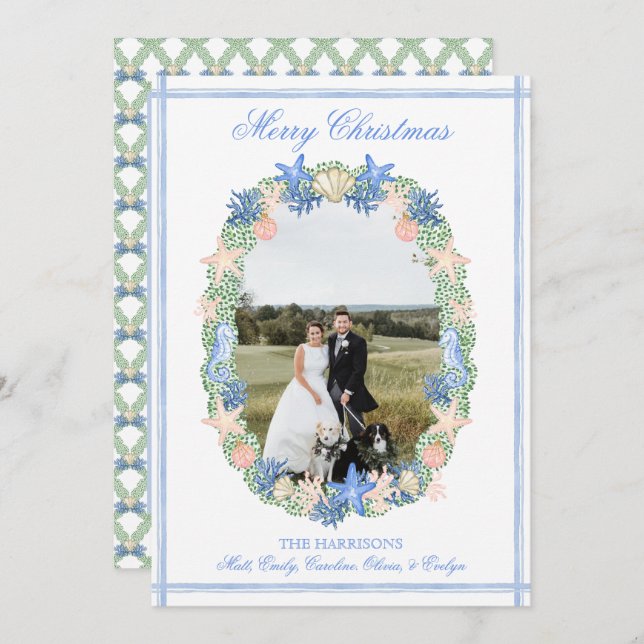 Cartão De Festividades Vovô Costeiro do Milênio Natal Seashell 3 Foto (Frente/Verso)