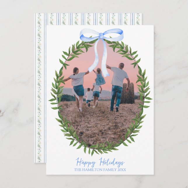 Cartão De Festividades Vovô de Natal Coquette Wreath Foto do Grande Milên (Frente/Verso)