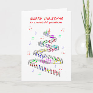 Cartão De Festividades Vovô Folha de Música Natal