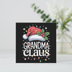 Cartão De Festividades Vovó Noel Luzes de Natal Família de Pijama Igual