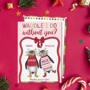 Cartão De Festividades Waddle Eu Faço Sem Você? Penguin Bestie Christmas