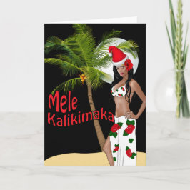 Cartão De Festividades Wahine Pinup Mele Kalikimaka Christmas Cards 00