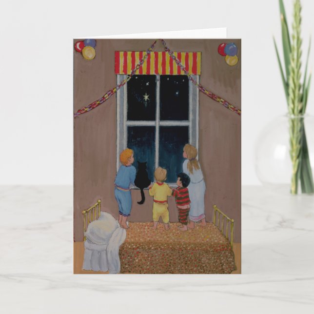 Cartão De Festividades Waiting for Father Christmas (Frente)