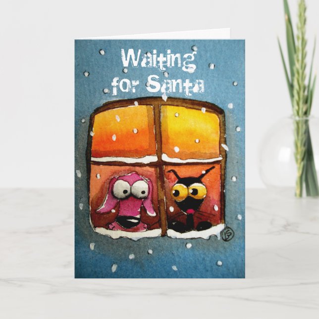Cartão De Festividades Waiting for Santa (Frente)