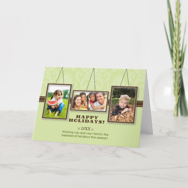 Cartão De Festividades Wall Frames Custom Family Holiday Card (mint) (Frente)